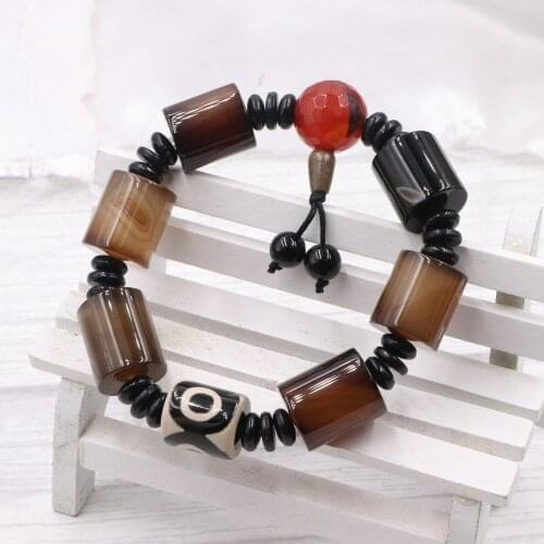 Retro String Bracelet Natural Agates Stone Beads Handmade Bracelets Wristband Buddha Prayer Healthy Bangle Jewelry 19cm B336