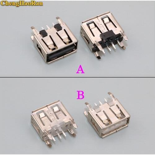 ChengHaoRan 10Pcs NEW A Type Flat Angle 180 Degree Female USB PCB Connector Socket USB Jack Plug