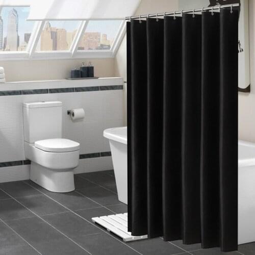 Black Shower Curtains Waterproof Fabric Modern Solid Color Bath Curtains for Bathroom Bathtub Large Wide Bathing Cover 12 Hooks