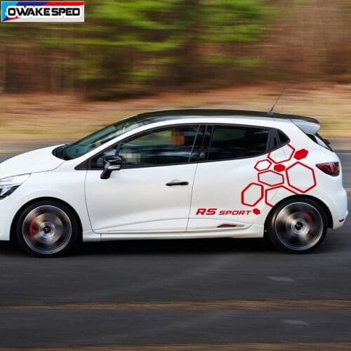 Both Side Car Door Decor Stickers For-Renault Clio Polygons Geometry Graphic Vinyl Decals Auto Body Racing Sport Stripes