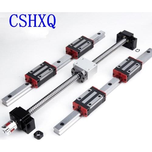 SFU1610 Ball Screw Kit +Linear Rails 2PCS HGR20 Square Guide 4PCS HGH20CA /HGW20CC Carriages Blocks for CNC Part