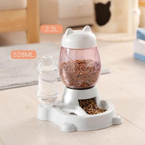 Pet Automatic Feeder for Dogs Cats 2.2L Drinking Water Bottle 528ML Slow Food Container Pets Feeding Supplies Fit Kitten Pyppy