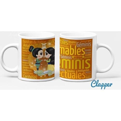 Clapper Cup Horoscope Princesses. Ceramic cup. Original gift (Geminis)