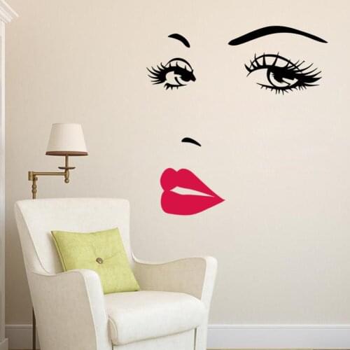 Fashin Sexy Beauty Woman Red Lips Vinyl Wall Stickers Bedroom Living room Decoration Mural Adesivo De Parede Posters