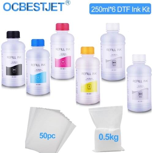250ML*6 DTF Ink Kit Film Transfer Ink Direct Transfer Film Printing Hot Melt Powder PET Film Printing And Transfer For Epson
