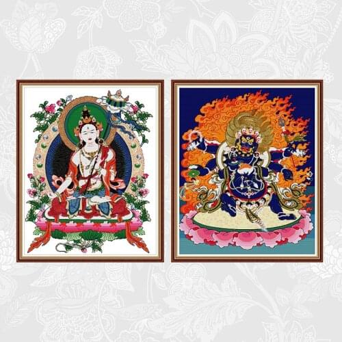 Thang-ga Cross Stitch Package Factory Sets Aida Canvas 14CT 11CT White Fabric Embroidery Kits DIY Handmade Needlework Crafts