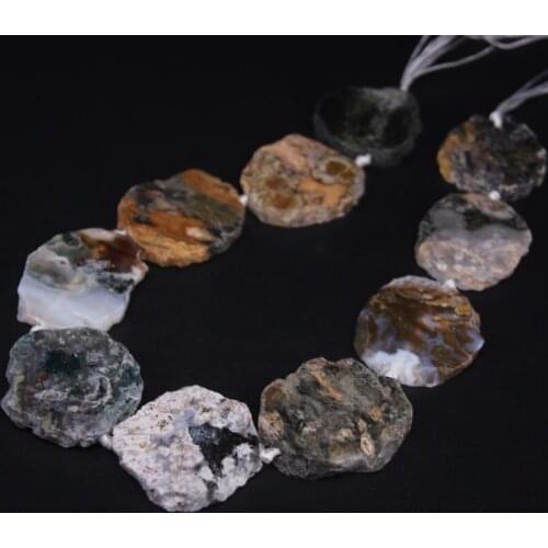 New!!! 9-10PCS/strand Raw Ocean Agates Slab Slice Beads,Natural Color Ocean Jaspers Stone Nugget Pendants Jewelry Making