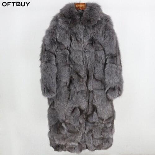 OFTBUY Brand 2021 Real Natural Fox Fur Coat Winter Jacket Women Long Outerwear New Fashion Casual Thick Warm Streetwear Luxury