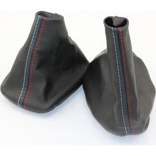 Car Gear Shift Collars Manual Handbrake Gaiter Boot Cover For BMW E36 E46 E30 E34 M3 Z3 3 Series Black Leather M Accessories