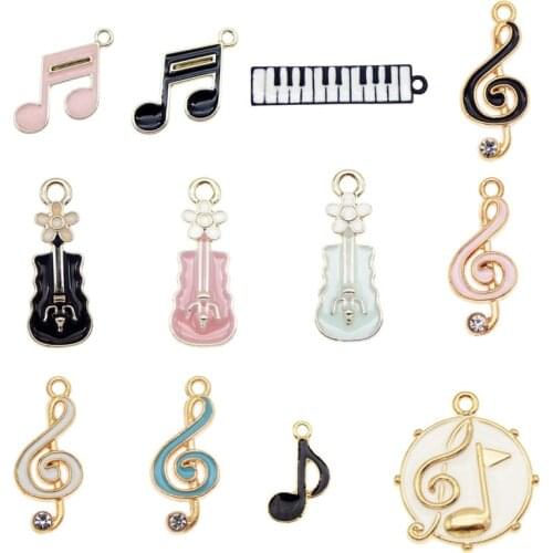 12pcs Mix Musical symbol Jewelry charms Musical instrument pendant For Earrings Necklace Making package DIY Handmade Gift trendy