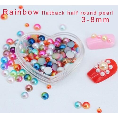 3/4/5/6/8mm Half Round Imitation Pearls Flatback Scrapbook Beads For DIY Garment/Phone Case/Nail art decorations jewelry Making