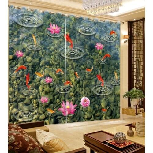 Custom size Bathroom Window Curtains 3D Photo Curtain Blackout stereoscopic Curtains For Kids room Goldfish pattern decorate