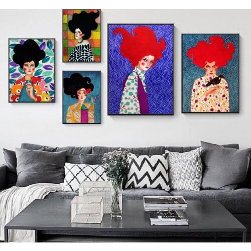 Nordic Modern Colorful Characters Style Hand Draw Canvas Painting Poster Print Decor Wall Art Pictures For Living Room Bedroom