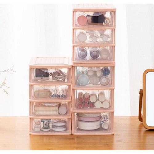 3 Layers Drawer Storage Box Desktop Cosmetic Storage Case Transparent Dustproof Jewelry Makeup Holder Home Office Organizer