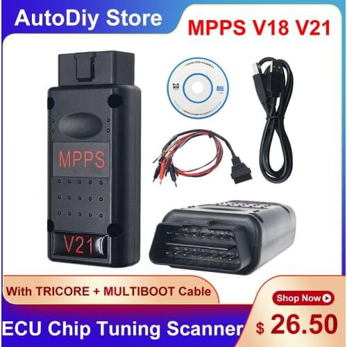 MPPS V18 V21 Multiboot ECU Chip Turning Program Tool OBD2 Code Reader With Breakout Tricore Cable For Opel For Fiat Multilingual