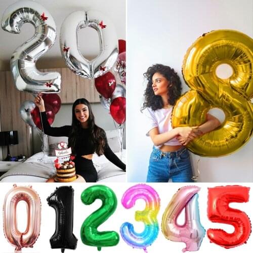 32inch Number Balloons Rose Gold Silver Globos Birthday Party Decoration Helium Balloon Baby Shower Event Supplies