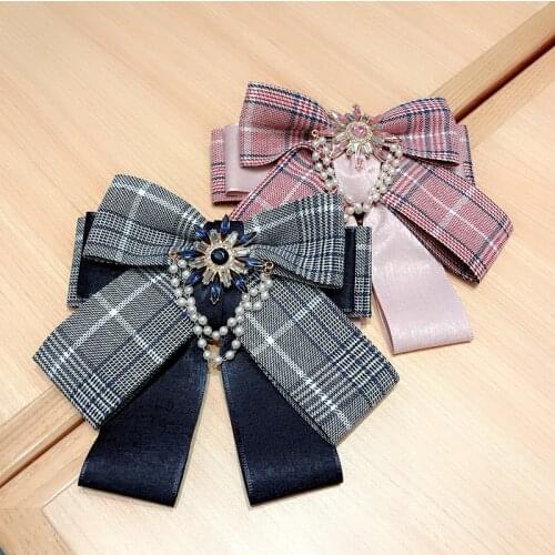 Pearl Ribbon Bow Brooch Collar Necktie Accessories Corsage Pins Shirt Collar Neck Tie Bowknot Brooches for Women Jewelry