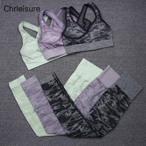 Camo Seamless Tracksuit Women Fitness Sexy Bra Workout Leggings Two Piece Outfits Women Gym 2 Piece Sets Womens Outfits