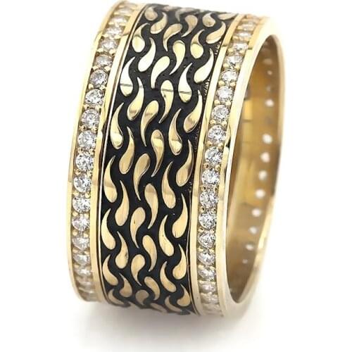 Tesbihane Drop Pattern Inlaid Zircon 925 Sterling Silver Female Wedding Ring