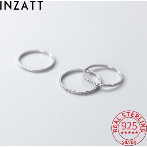INZATT Real 925 Sterling Silver Pleated Wheel Round Knuckle Ring Single For Women Fine Jewelry Trendy Minimalist Accessories