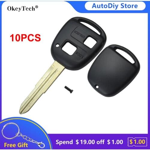 10PCS OkeyTech Replacement Remote Key Shell Case Fob 2 Buttons For Toyota HIACE Yaris Blank TOY41 Blade Rubber Button Pad