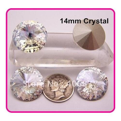 100pcs/Lot, Color Clear/Crystal 14mm Rivoli Crystal, Free Shipping! Chinese Top Quality Crystal Rivoli