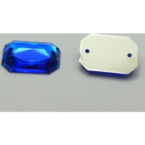 100pcs Sewing Rhinestone ButtonRoyal Blue Flatback Acrylic Square 10X14mm Sew on bead Strass Shiny More Brigst