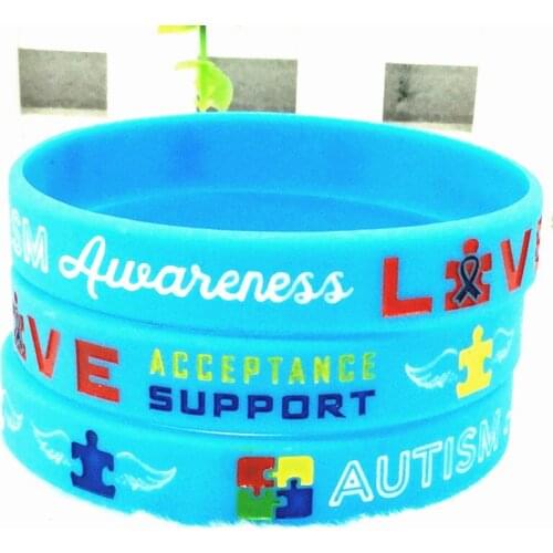 100pcs Autism Awareness Bracelets Silicone Wristbands Autism awareness live acceptance support for angel