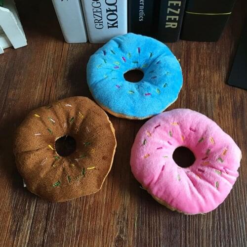 11Cm Sightly Pet Chew Cotton Donut Play Toys Lovely Pet Dog Puppy Cat Tugging Chew Squeaker Quack Sound Toy Chew Donut Play Toys