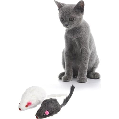 12PCS Pet Cat Toy Mouse Mixed Simulation Fur Mouse With Ring Stone Cat Training Toy Cat Supplies