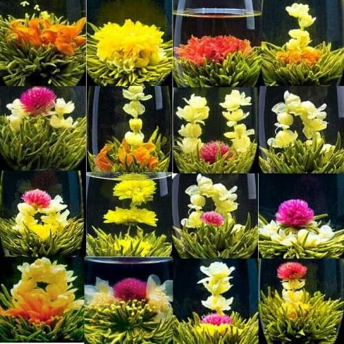 16 Pieces Flower Tea 2021 Different Flower Handmade Blooming Tea Chinese Flowering Balls Herbal Crafts Flowers Gift Packing