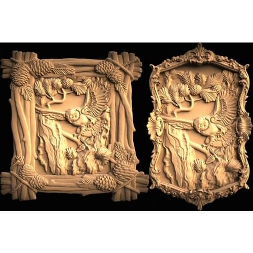 2pcs owl 3d STL Model for CNC Router 3D Printer Artcam Aspire Bas Relief