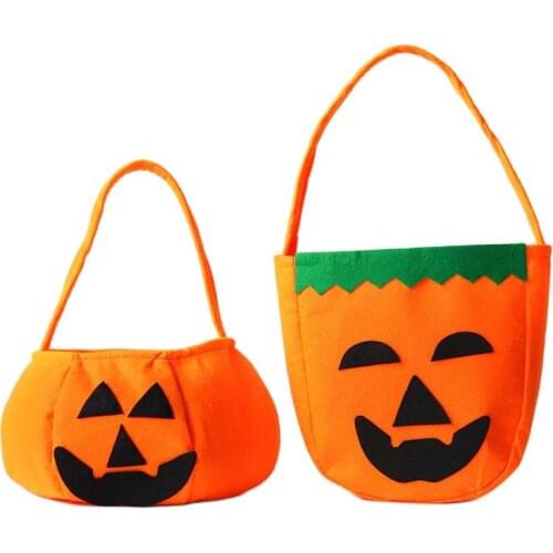 2pc Pumpkin Bags Non-woven Candy Bag Kid Trick or Treat Halloween Decoration Props Sugar Food Storage