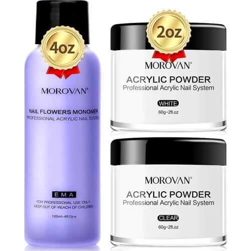 120ml Acrylic Powder Liquid Set Crystal Powder kit For Gel Nail Polish Extension Manicure Tools Liquid Monomer Nails Art