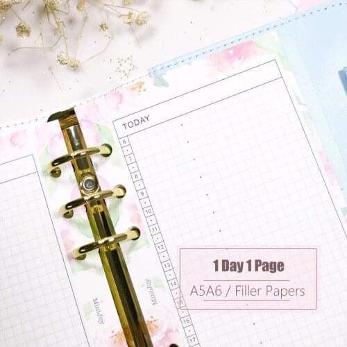 MyPretties Floral Daily Planner Refill Papers 1Day 1Page 40 Sheets A5 A6 Filler Papers for 6 Hole Binder Organizer Notebook