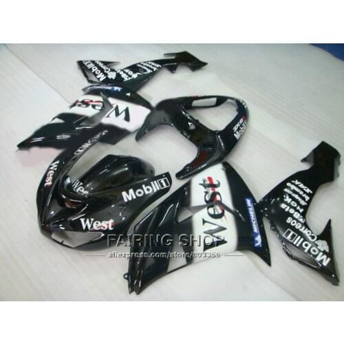 Cheap!! Fairing kit For Kawasaki Ninja zx10r 2006 2007 06 07 West White black Fairings Customize Free