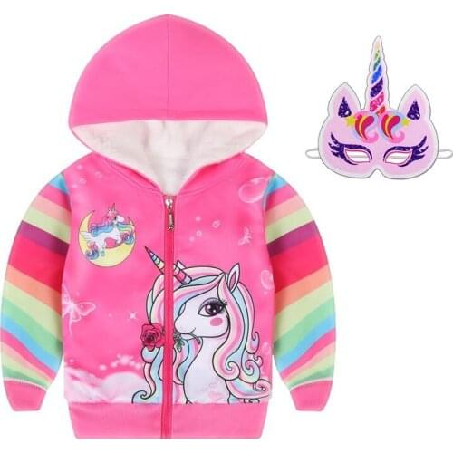 Children Outerwear Warm unicorn Coat Hooded Kids Clothes Baby Girls Jackets For Autumn Spring 100cm-140cm