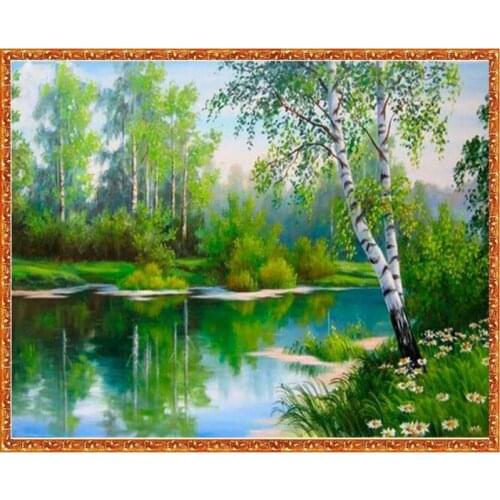 DIY 5D Diamond Painting Green Forest Needlework Diamonds Embroidery Cross Diamond Mosaic Wall Stickers Home Decorative 30x40cm