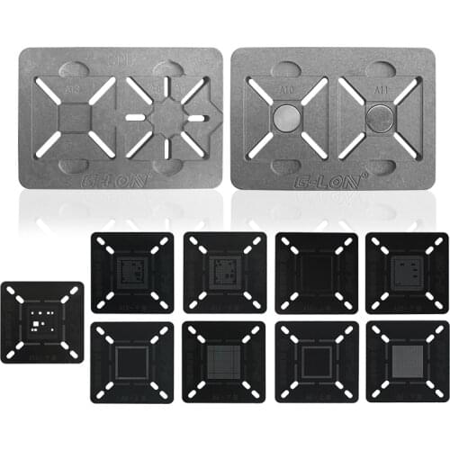 For iPhone CPU A13 A12 A11 A10 A9 BGA Plant Tin Platform Reballing Stencil G-Lon 601H Double Side Use Slot Position Motherboard