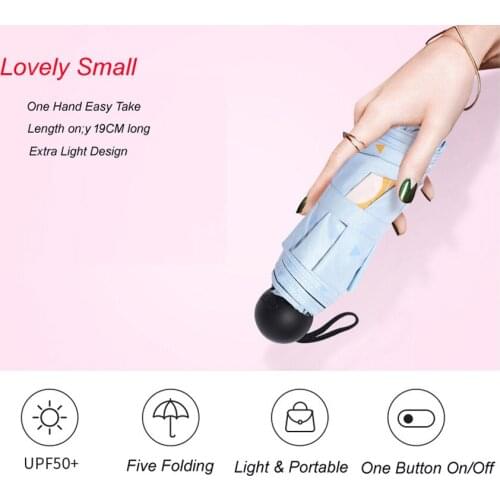 Capsule Travel Umbrella - Compact 7 Ribs Portable Sun&Rain Light weight Windproof Parasol with 95% UV Protection for Students