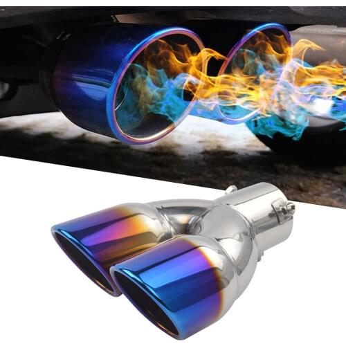 Dual Pipe Trim Car Rear Tail Throat Liner Stainless Steel Car Dual Exhaust Tip with 3 inch ID Inlet Rolled Edge Slant Cut