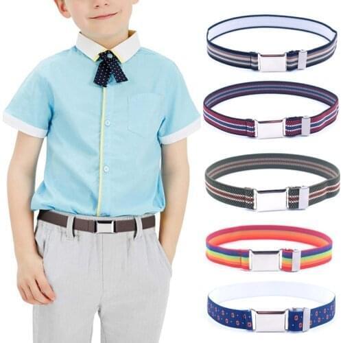 Elastic Canvas Belts for Boy Girls Striped Stretch Western Strap Belt Kids Adjustable Buckle Belt Children Waistband