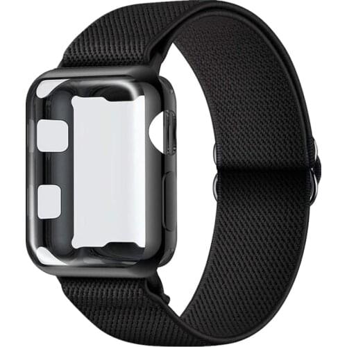 Stretchy Solo Loop Watchbands For Apple Watch 6 band SE Strap 44mm 40mm Nylon Bracelet Protective Case For Applewatch 3 42mm 38