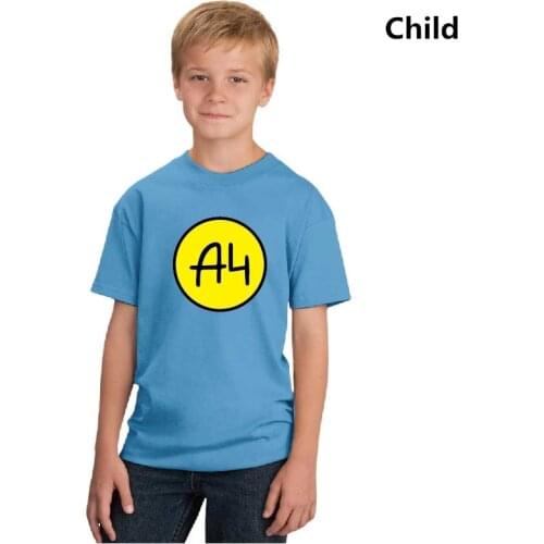 T-Shirt A4 Logo Children Tops Family Outfits Clothes Youth T-Shirt Soft Tee Shirt Summer Cotton Cute Merch A4 Lamba Male Shirt
