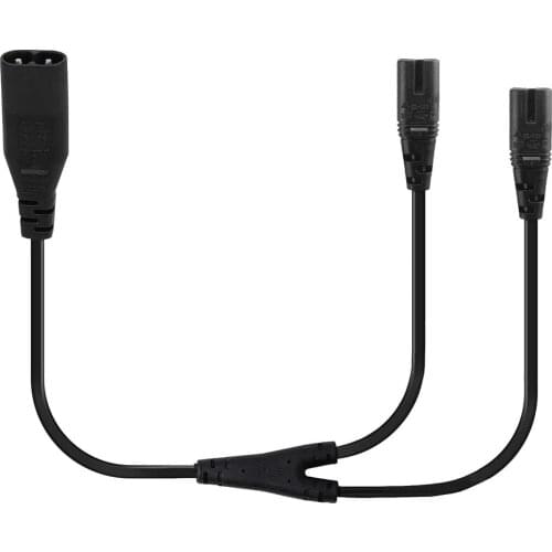 IEC 320 C8 to Dual C7 Y Split Power Cord, 18-AWG Figure 8 Male to Double Female 1 in 2 Out AC Power Cord