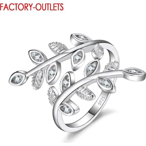 925 Sterling Silver Resizable Ring Cute Leaves Design Fashion Jewelry Bridal Set Women Girls Party Anniversary Wholesale