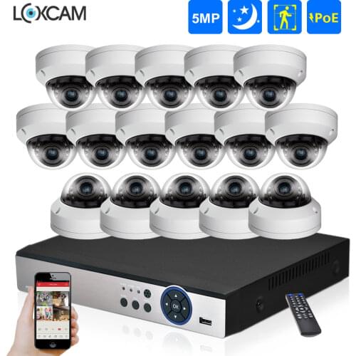 H.265 5MP POE NVR Kit 16CH POE Camera System 5MP AI Human/Face Detection IP Camera Vandalproof nigh vision Security camera Kit