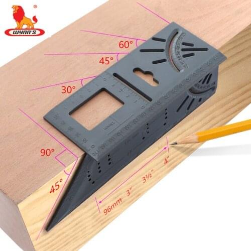 Woodworking Scribe Square 45 Degree 90 Degree T Ruler ABS Plastic Thicken 3d Mitre Angle Mark Line Gauge Measuring Tools