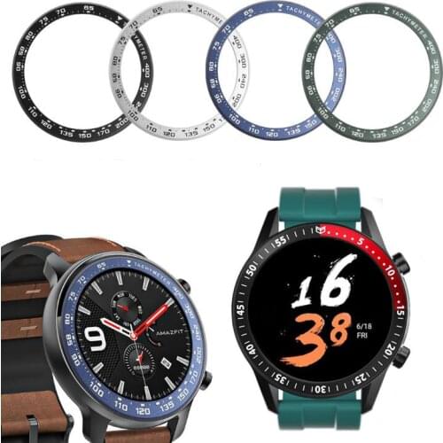 Metal Frame Edge Cover Film Glass Screen Protector For Amazfit GTR 47MM Bezel Ring Dial Scale Speed Tachymeter Protective Case