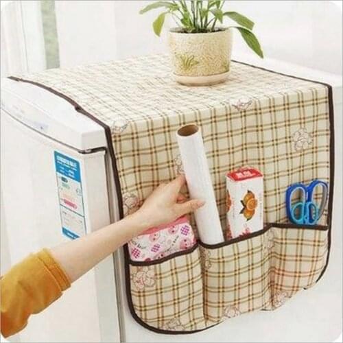 Multi-Purpose Home Refrigerator Lattice Dust Proof Cover Foldable Non-Woven Fabric Refrigerator Pouch Organize Storage Bag Cover